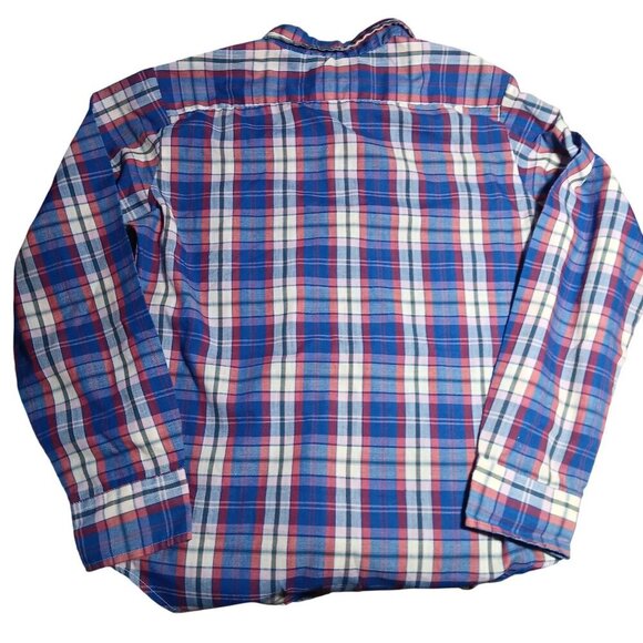 Vintage 1970's Boys 14 Shirt BLUE/RED OXFORD PLAID BUTTON DOWN MOD PREP SHIRT US - Picture 5 of 5